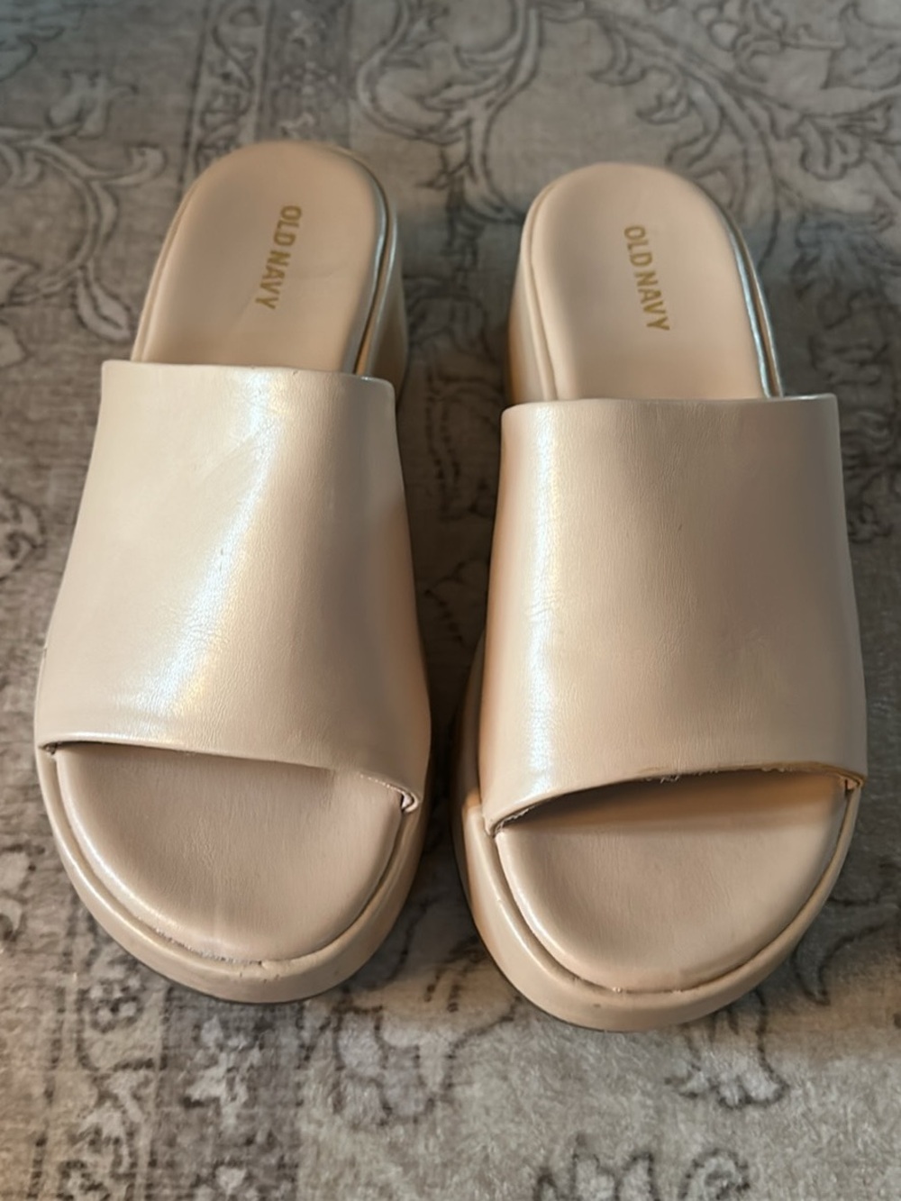 Old Navy Neutral Cream Slide Mules